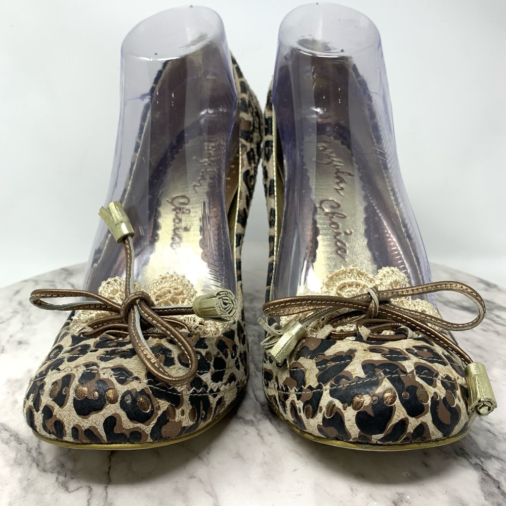 Irregular Choice Edna Leopard Tassel Bow Lace Rococo Pumps 10 Coquette Girl - Picture 4 of 14